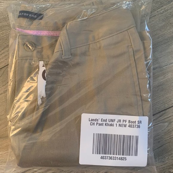 NWT LANDS' END PLAIN FRONT BOOT CUT STAIN RESISTANT CHINO PANTS KHAKI 1 & 13 - Picture 10 of 12